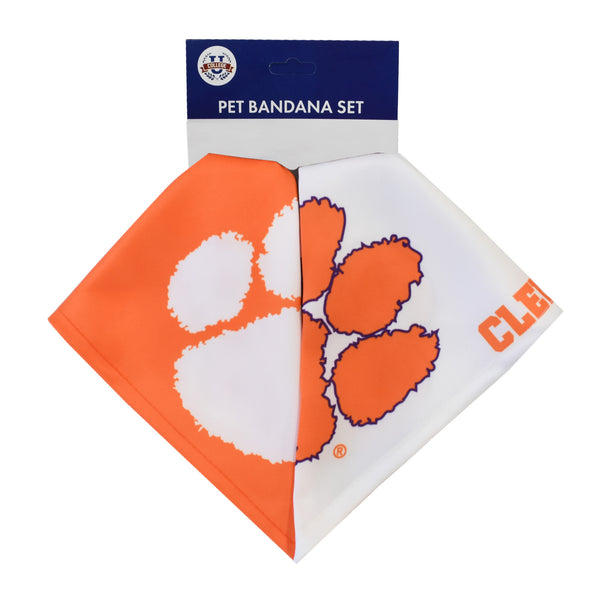 Littlearth Clemson University Home And Away Pet Bandana Set