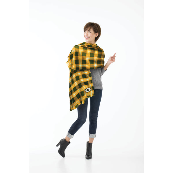 Littlearth Green Bay Packers Plaid Blanket Scarf
