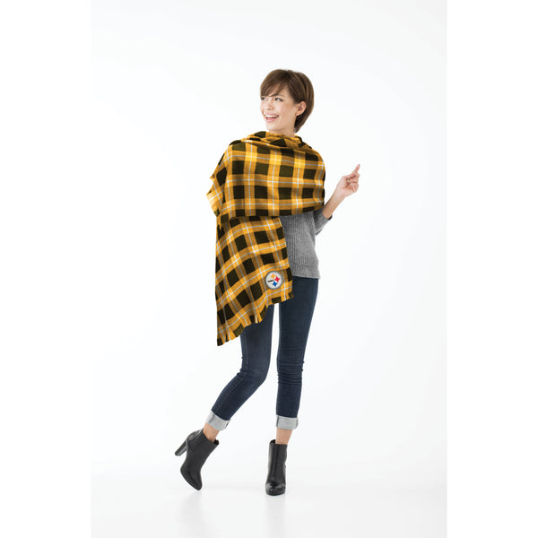 Littlearth Pittsburgh Steelers Plaid Blanket Scarf