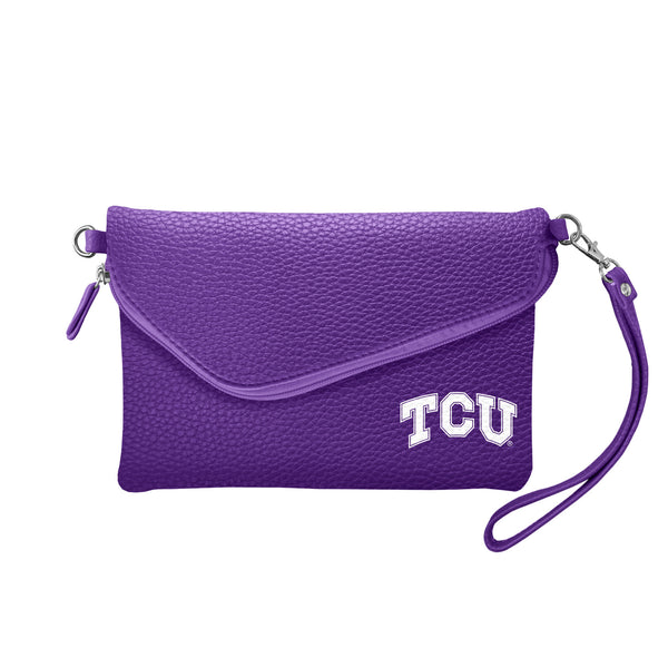 littlearth Texas Christian University Fold Over Crossbody Pebble