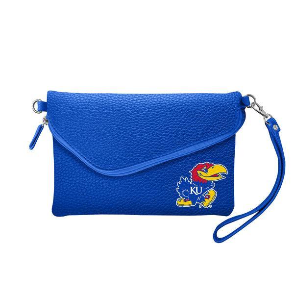 littlearth University of Kansas Fold Over Crossbody Pebble