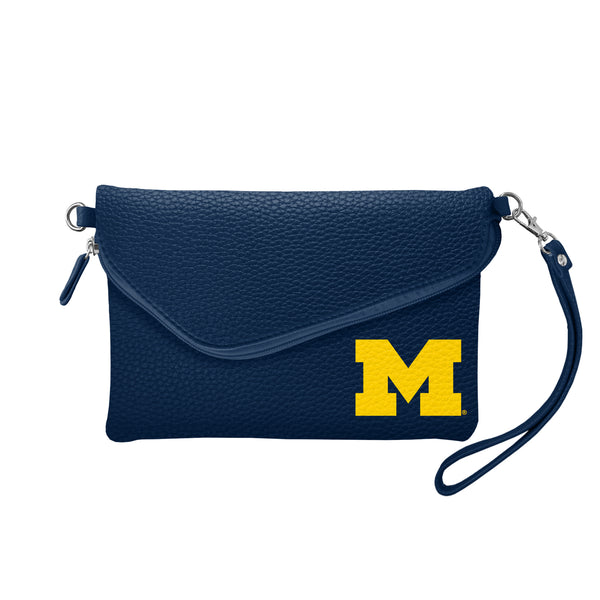 littlearth University of Michigan Fold Over Crossbody Pebble